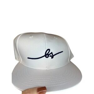 BSG White Snapback Hat, Adjustable Baseball Cap with Embroidered Logo